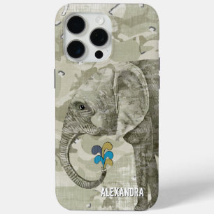 Coque iPhone 15 Pro Max Elephant Camo tendance sur Camouflage Vert