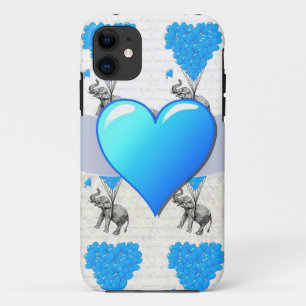 Etui iPhone Case-Mate Eléphant et ballons de coeur bleu