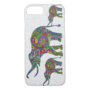 Coque iPhone 8/7 Eléphant Fleur Retro Coloré 5 Design