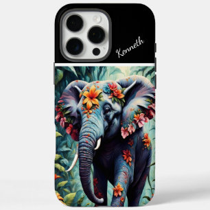 Coques iPhone 16 Pro Max Eléphant floral dans la jungle