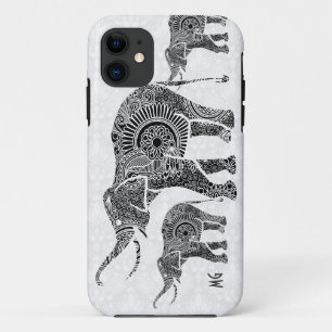 Etui iPhone Case-Mate Eléphant Floral Vintage noir et blanc Monogramme