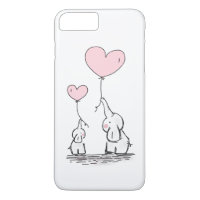 Eléphant mère et bébé avec ballons