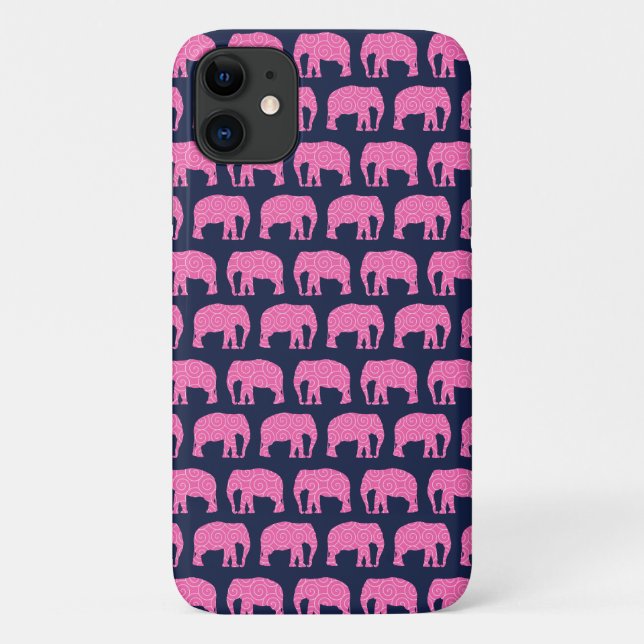 Coques Case-Mate iPhone Eléphant mignon Motif rose bleu (Dos)