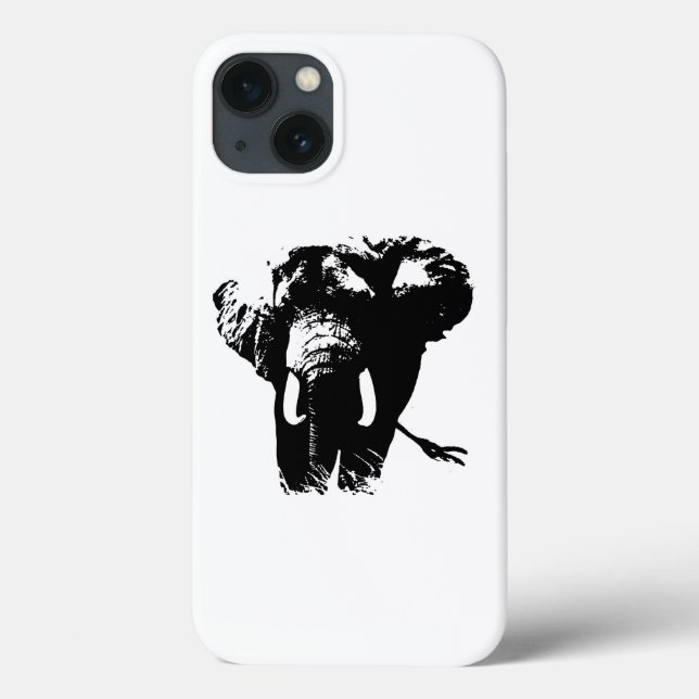 Coques Case-Mate iPhone Eléphant noir blanc Pop Art (Verso)