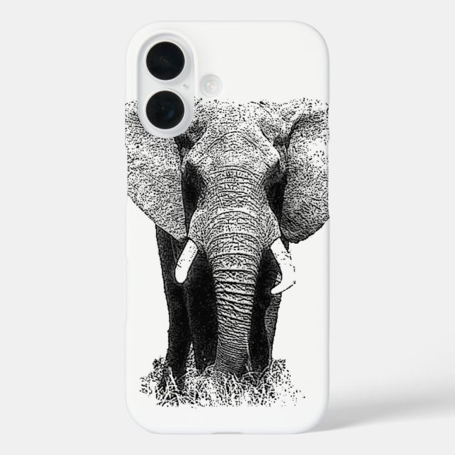 Coques Case-Mate iPhone Eléphant noir et blanc (Verso)