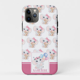 Case-Mate iPhone Case Éléphant Rose Féminin avec Nœud et Motif de Ballon