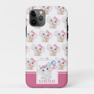 Case-Mate iPhone Case Éléphant Rose Féminin avec Nœud et Motif de Ballon