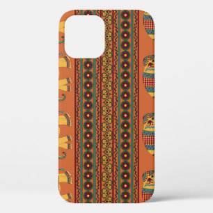 Case-Mate iPhone Case Eléphants Indiens, Orange Traditionnel Sans Seamle