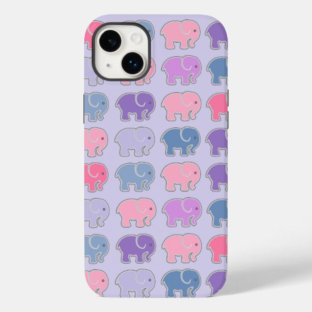 Coques Case-Mate iPhone Eléphants mignons Motif violet (Verso)