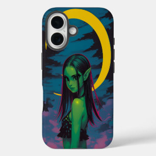 Coque Pour iPhone 16 Elfe de la mer Lune — Portrait nocturne du croissa