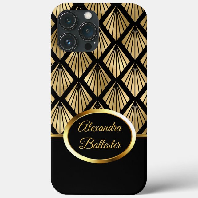 Coques Case-Mate iPhone Elite Elegant Damask Art Déco Or Noir (Verso)
