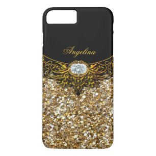 Coques Pour iPhone Elite Regal Gold Black Diamond Jewel