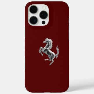 Coques iPhone 16 Pro Max Emblème Cheval Prancing de luxe sur Maroon