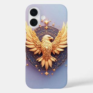 Coque Pour iPhone 16 Emblème d'aigle doré avec étoiles décoratives