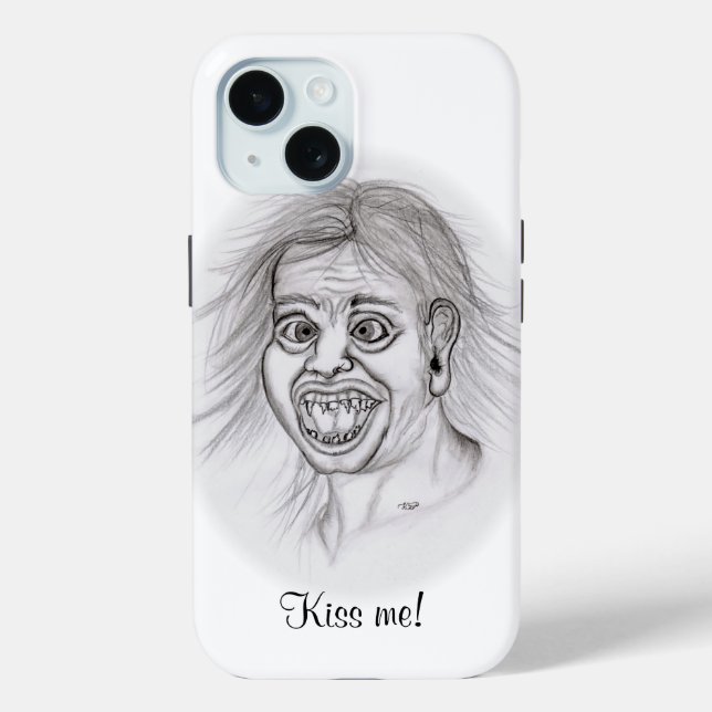 Coques Case-Mate iPhone Embrasse-moi ! - Crayon dessin noir et blanc (Verso)