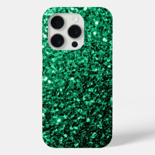 Coque iPhone 15 Pro Emerald green fausse parties scintillant scintille