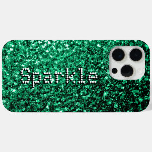 Coque iPhone 15 Pro Max Emerald green faux parties scintillant scintille V