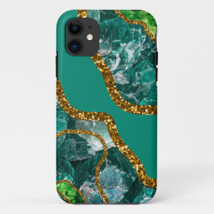 Case-Mate iPhone Case Emerald Green & Gold Agate Geode