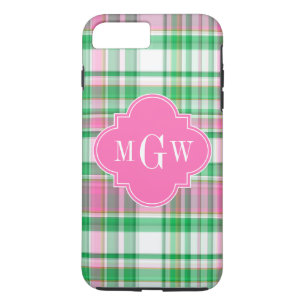 Coque Case-Mate Pour iPhone Emerald Green Hot Pink Wht Preppy Madras