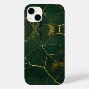 Coque Pour iPhone 14 Plus Emerald Green Marble Gold Parties scintillant