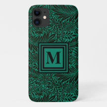 Emerald Green Monogramme Motif botanique