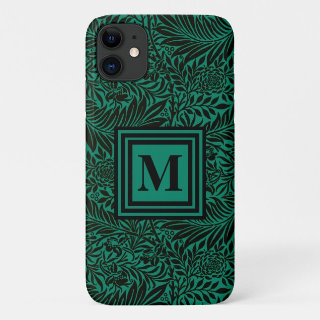 Coques Case-Mate iPhone Emerald Green Monogramme Motif botanique (Dos)
