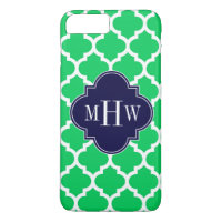Emerald White Marocain #5 Marine 3 Monogramme init