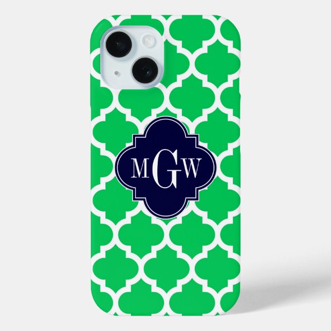 Coques Case-Mate iPhone Emerald White Marocain #5 Marine 3 Monogramme init (Verso)