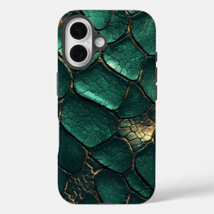 Coque Pour iPhone 16 Émeraude Serpent Snakeskin