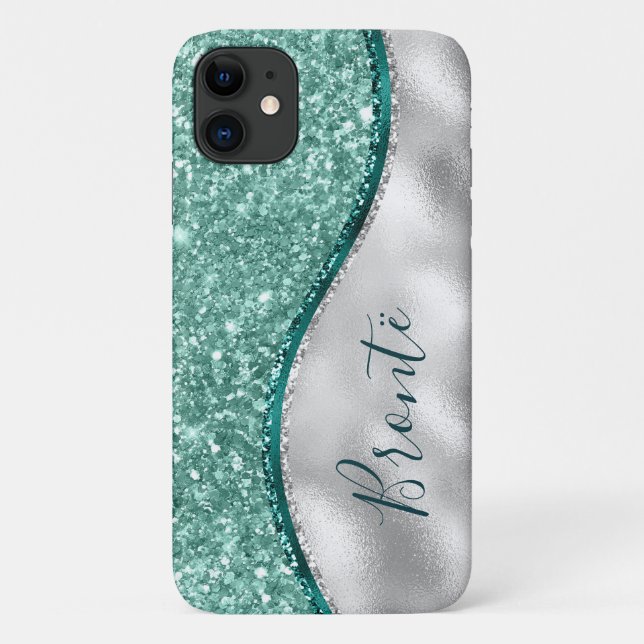 Coques Case-Mate iPhone Émeraude Turquoise Verte Monnaie & Argent (Dos)