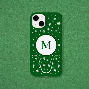 Coque Pour iPhone 14 Émeraude Vert Fleur Power Monogramme Téléphone