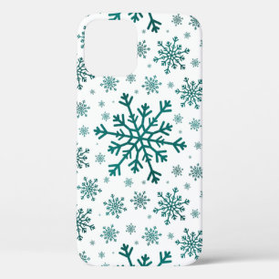 Case-Mate iPhone Case Émeraude Vert Noël Snowflakes sur Blanc d'hiver
