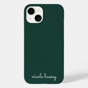 Coque Pour iPhone 14 Émeraude verte Moderne Monogramme élégant