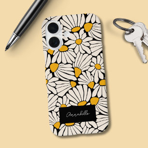 Coque Pour iPhone 16 Empreinte de bloc de matie florale jaune noir