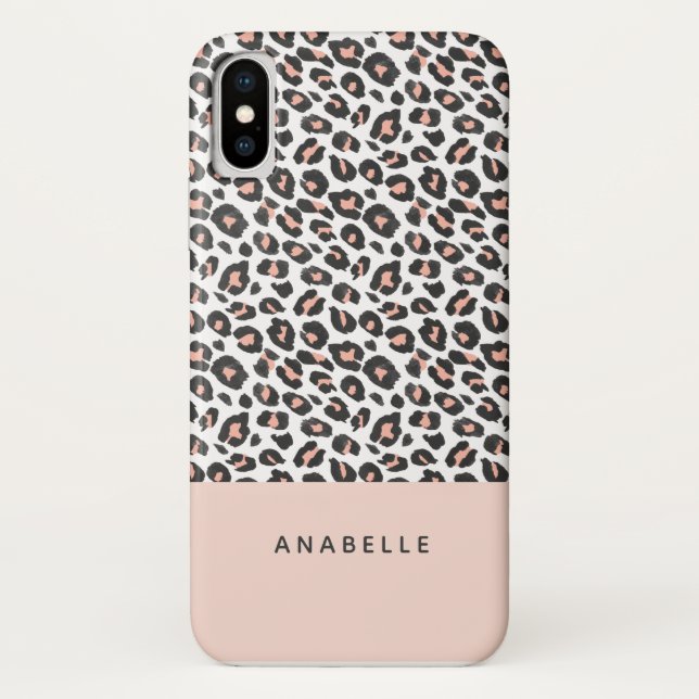 Coques Case-Mate iPhone Empreinte de léopard animal moderne noir, blanc et (Dos)