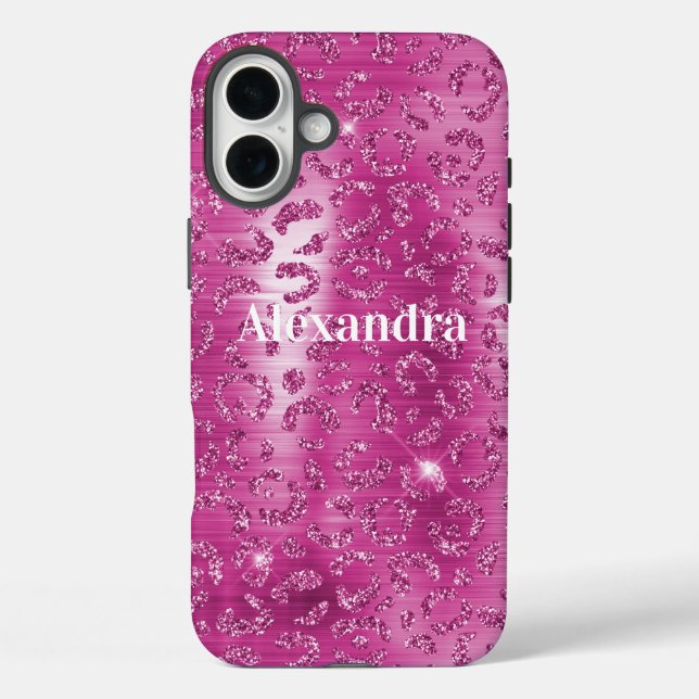 Coques Case-Mate iPhone Empreinte de léopard blanc rose (Verso)
