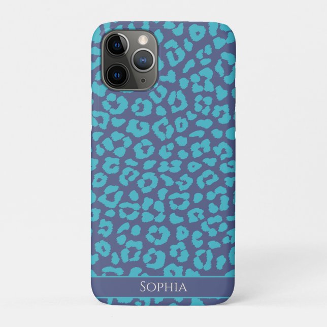 Coques Case-Mate iPhone Empreinte de léopard bleu (Dos)