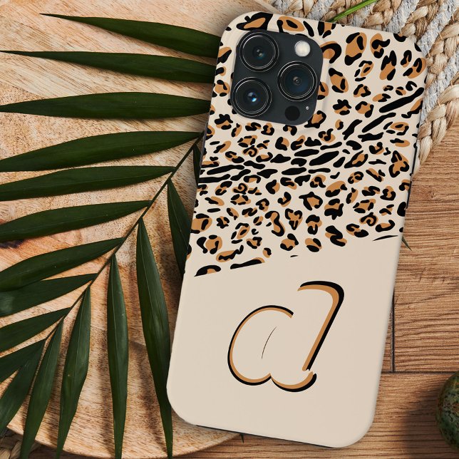 Coques Case-Mate iPhone Empreinte de léopard Bold Pop initial naturel (Créateur téléchargé)