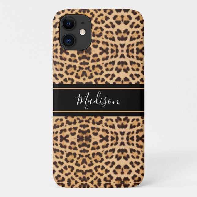 Coques Case-Mate iPhone Empreinte de léopard chic élégant Monogramme perso (Dos)