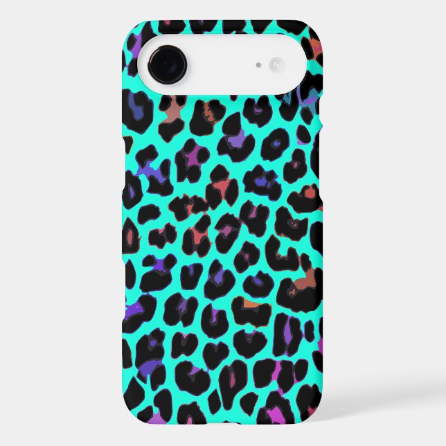 Coques Case-Mate iPhone Empreinte de léopard de bruit de turquoise (Verso)