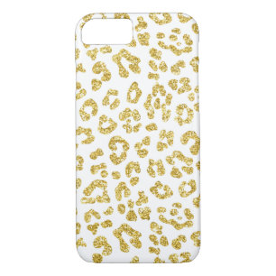 Coque iPhone 7 Empreinte de léopard de parties scintillantes d'or