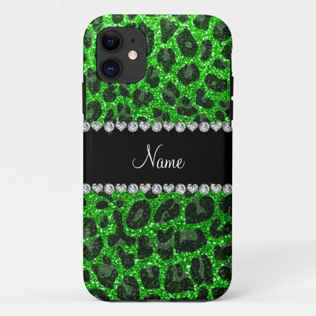 Coques Case-Mate iPhone Empreinte de léopard d'parties scintillant verte d (Dos)