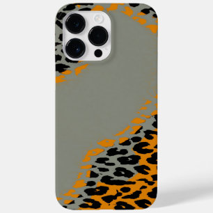 Coque Pour Pour iPhone 14 Pro Max Empreinte de léopard noir et jaune rétro sur gris