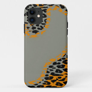 Case-Mate iPhone Case Empreinte de léopard noir et jaune rétro sur gris