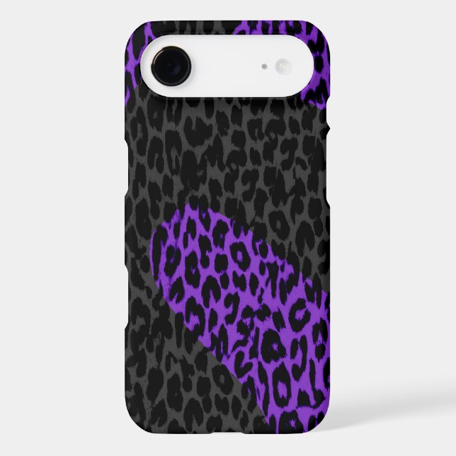 Coques Case-Mate iPhone Empreinte de léopard noir et violet (Verso)