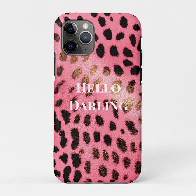 Coques Case-Mate iPhone Empreinte de léopard noir rose Abstrait (Dos)