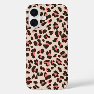 Coque Pour iPhone 16 Empreinte de léopard rose