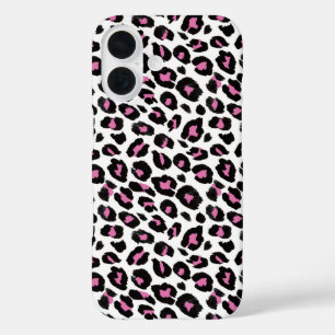 Coque Pour iPhone 16 Empreinte de léopard rose et noir