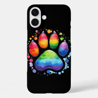 COQUES iPhone 16 PLUS EMPREINTE DE PATTE CHIEN COLORÉ DE PLANCHE