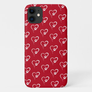 Case-Mate iPhone Case Empreinte de patte de chien dans le coeur blanc Co